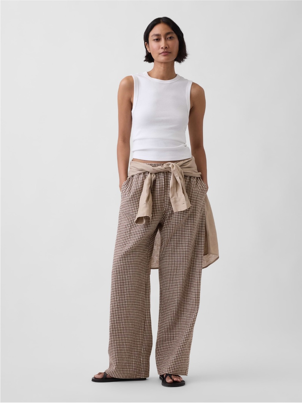 Linen Blend Easy Wide-Leg Pants